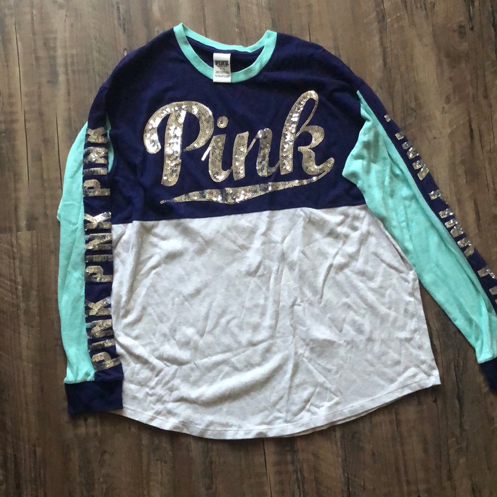 VS Pink Shirt Sequins Sz. Large